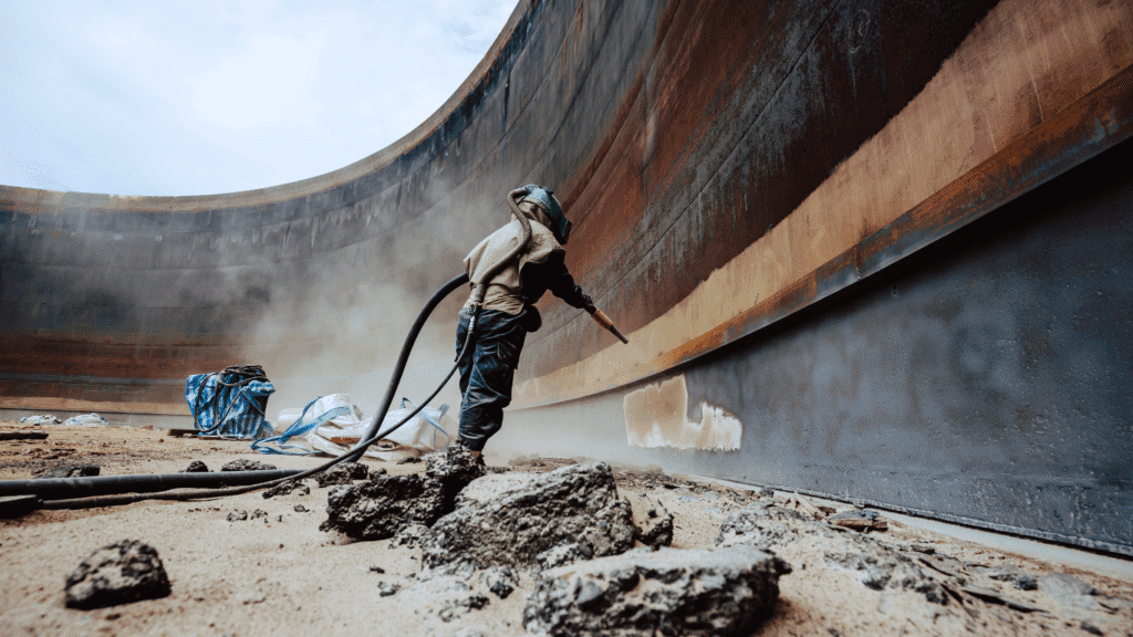 Abrasive Blasting for Tanks Before Coating | M&M Tank Coating