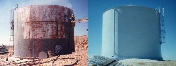 before and after of water tank repair